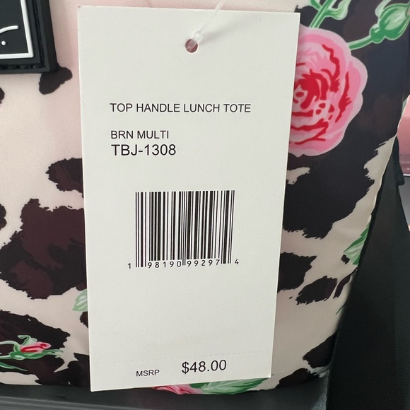 Betsey Johnson Floral & Cow Print Lunch Bag - Picture 3 of 5